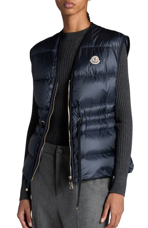 Moncler Nai Nylon Down Vest In Dark Navy Blue