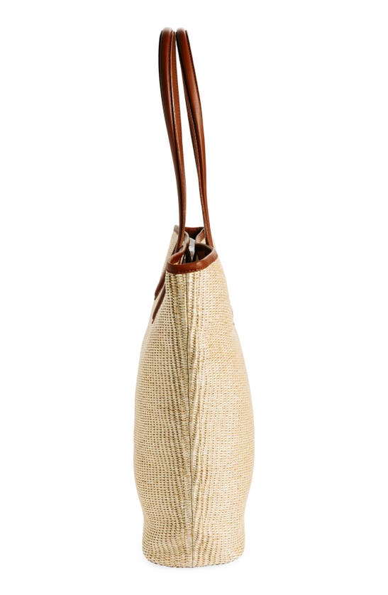 Shop Madewell The Leather Trimmed Straw Tote In Rustic Twig Multi