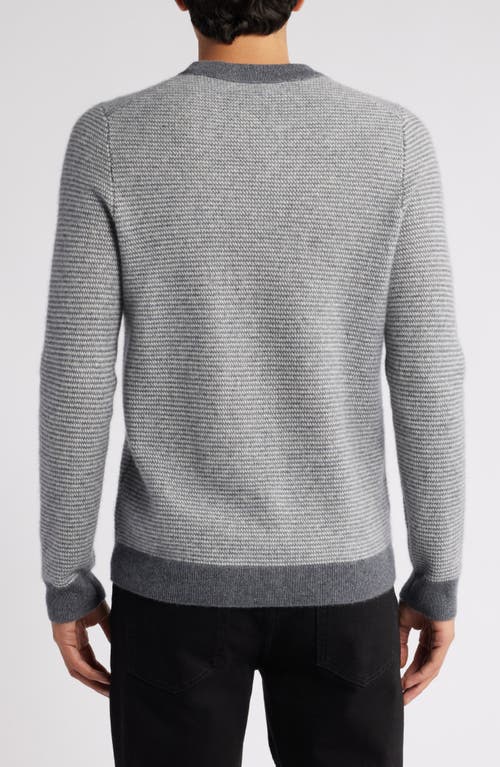 Shop Nordstrom Crewneck Cashmere Sweater In Charcoal Ivory Texture