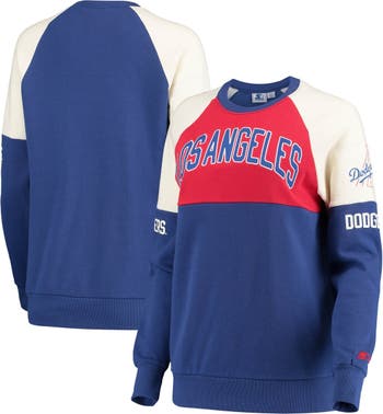 STARTER Women's Starter Royal/Red Los Angeles Dodgers Baseline Raglan  Pullover Sweatshirt