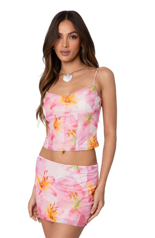 Shop Edikted Stassi Floral Crop Top In Pink