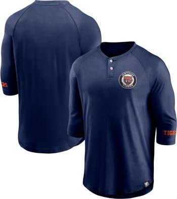 FANATICS Men's Fanatics Branded Navy Detroit Tigers Sport Resort Weathered  Henley Washed Raglan 3/4-Sleeve T-Shirt