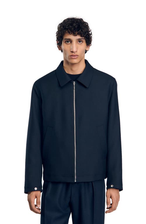 Shop Sandro Zip-up Jacket In Deep Blue