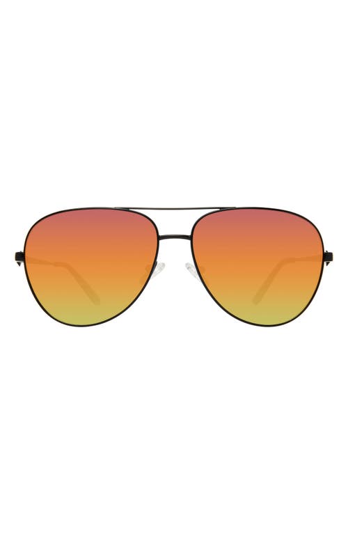 Kurt Geiger 62mm Oversize Aviator Sunglasses In Black Fuchsia/rainbow