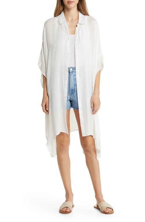 Nordstrom Wide Sleeve Button-Up Tunic in White at Nordstrom