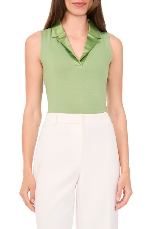 halogen(r) Mixed Media Notch Collar Sleeveless Top in Salted Lime