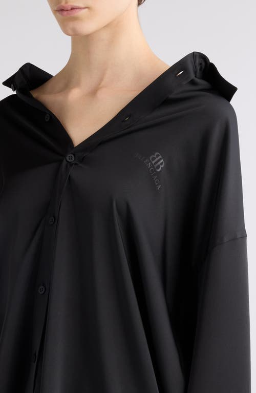 Balenciaga Bb Oversize Fluid Twill Button-up Shirt In 1000 Black