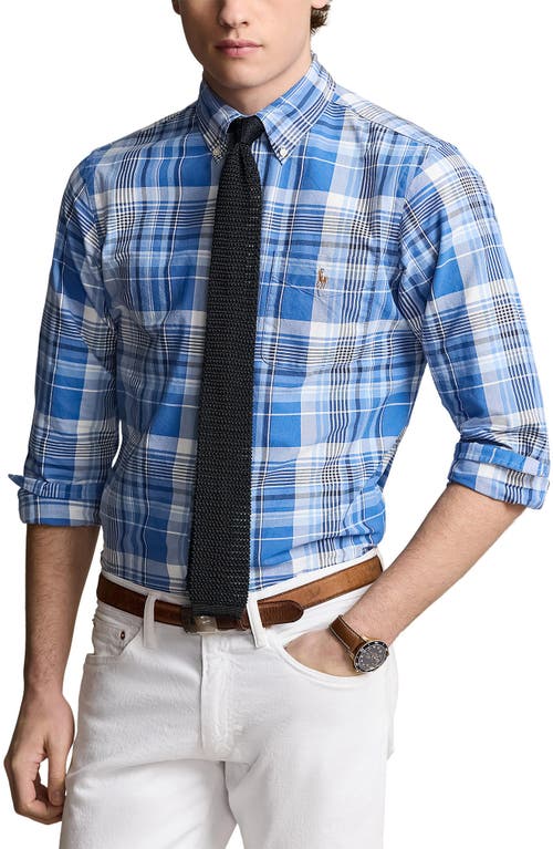 Polo Ralph Lauren Classic Fit Plaid Oxford Button-Down Shirt Blue Multi at Nordstrom,