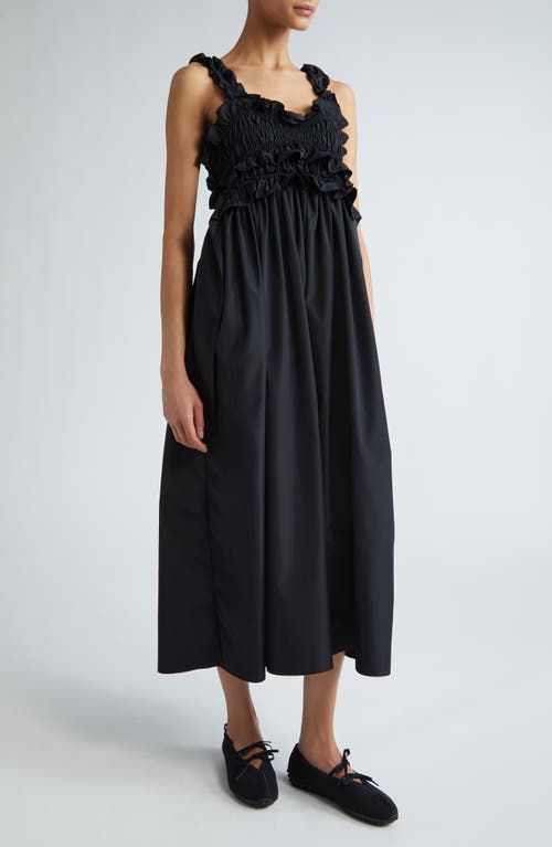 Giovanna Recycled Faille Midi Sundress in Black