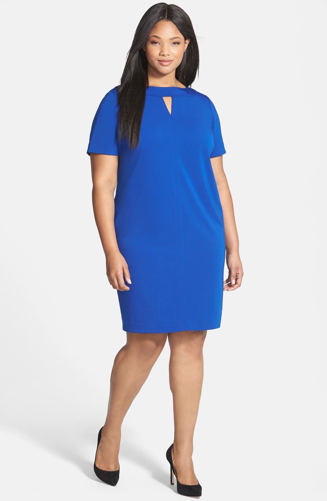 Tahari Keyhole Zip Detail Scuba Shift Dress (Plus Size) Nordstrom