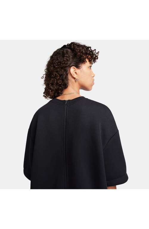 Shop Nike Tech Fleece Oversize T-shirt Dress In Black/black
