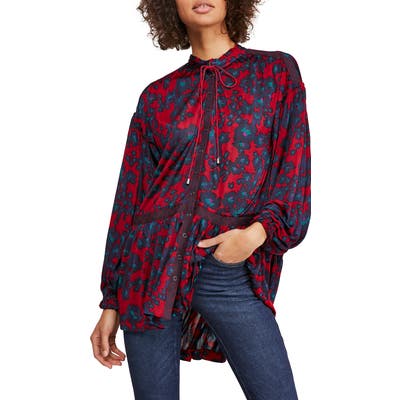 Free People Love Letter Floral Print Tunic, Red