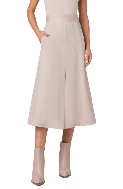 Shop Akris Pleated Denim Midi Skirt In Sand