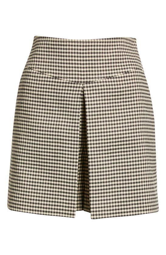 Rebecca Taylor Checked Linen Blend Skort In Spring Check Espresso Combo