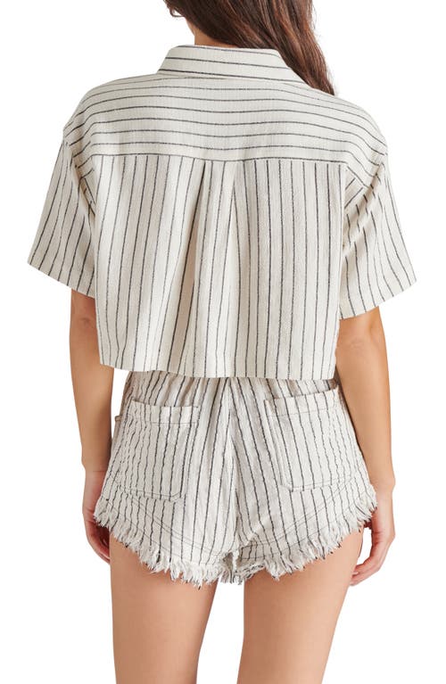 Shop Steve Madden Cali Stripe Crop Button-up Shirt In Cream