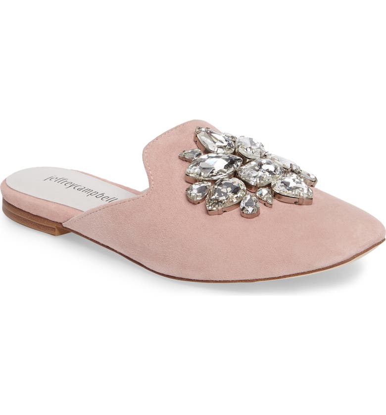 JEFFREY CAMPBELL Ravis Crystal Embellished Mule, Main, color, BLUSH PINK SUEDE
