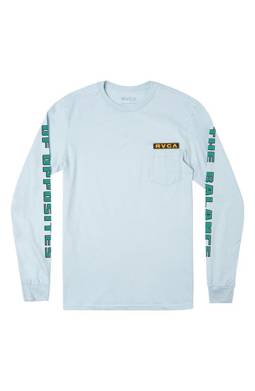 RVCA Kids' Contract Long Sleeve Cotton Graphic Pocket Tee in Sky at Nordstrom