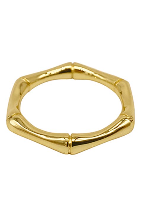 14K Gold Plated Bamboo-Shaped Band Ring