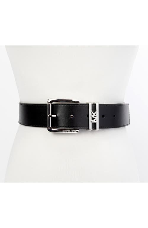 Michael Michael Kors Leather Belt In Black/silver