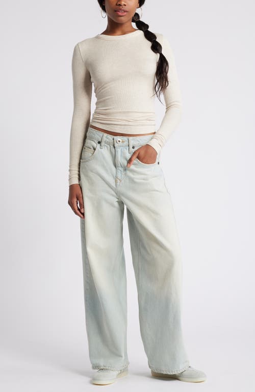 Bp. Ribbed Long Sleeve T-shirt In Beige Oatmeal Light Heather
