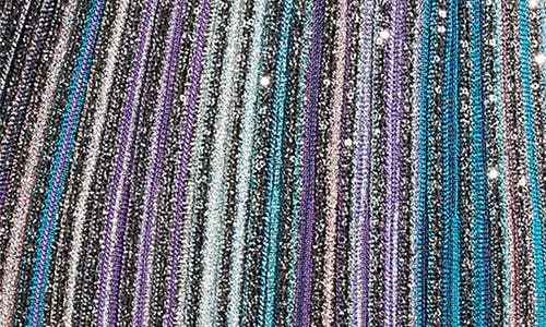 MISSONI MISSONI SEQUIN METALLIC STRIPE LONG SLEEVE SWEATER DRESS