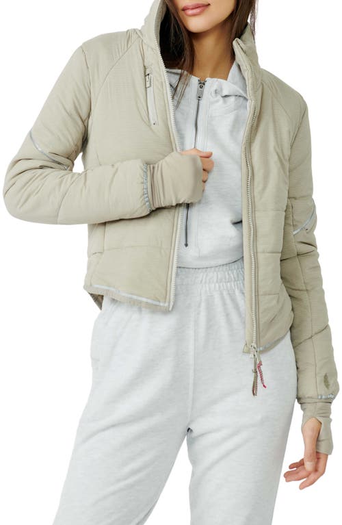 FP Movement Gathering Water Resistant Storm Puffer Jacket in Muted Beige