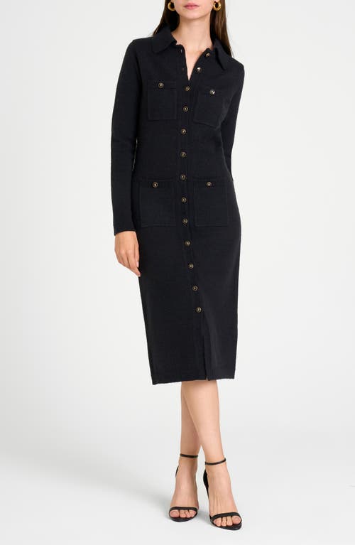 Shop Wayf Morgan Long Sleeve Midi Sweater Dress In Black