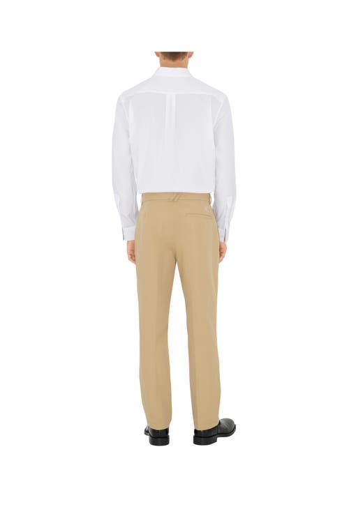Burberry Logo-embroidered Cotton Chino Trousers In Flax