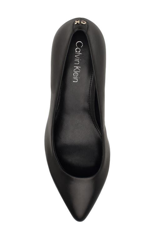 Shop Calvin Klein Lenott Pointed Toe Pump In Black Smooth