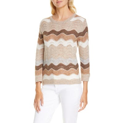 Loveshackfancy Ariella Zigzag Alpaca & Wool Blend Sweater, Beige