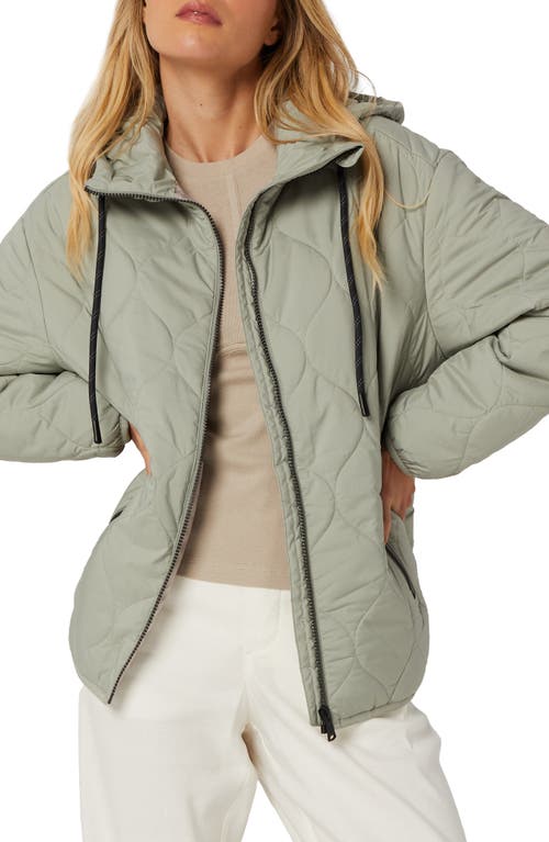 Hadley Water Repellent Hooded Quilted Jacket in Celadon