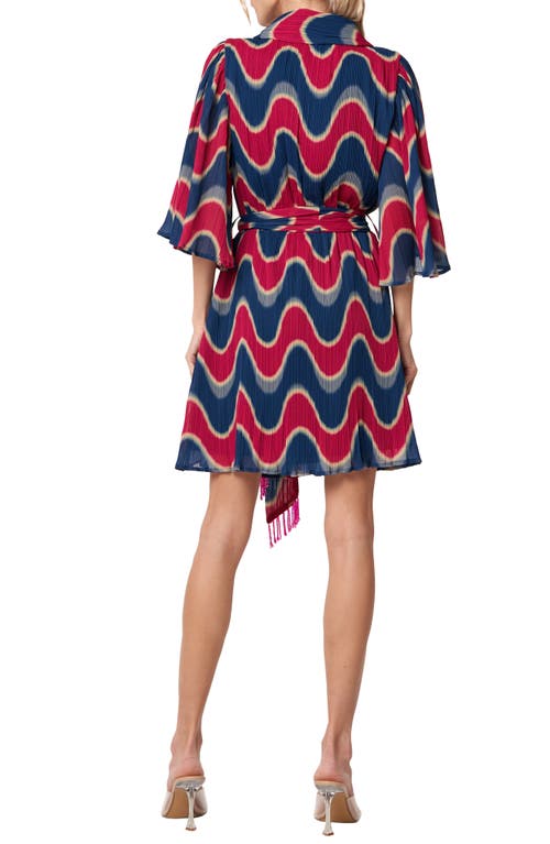 Shop Ciebon Juni Wave Print Dress In Navy/berry