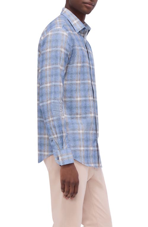 Shop Bugatchi Julian Shaped Fit Plaid Button-up Shirt In Dusty Blue