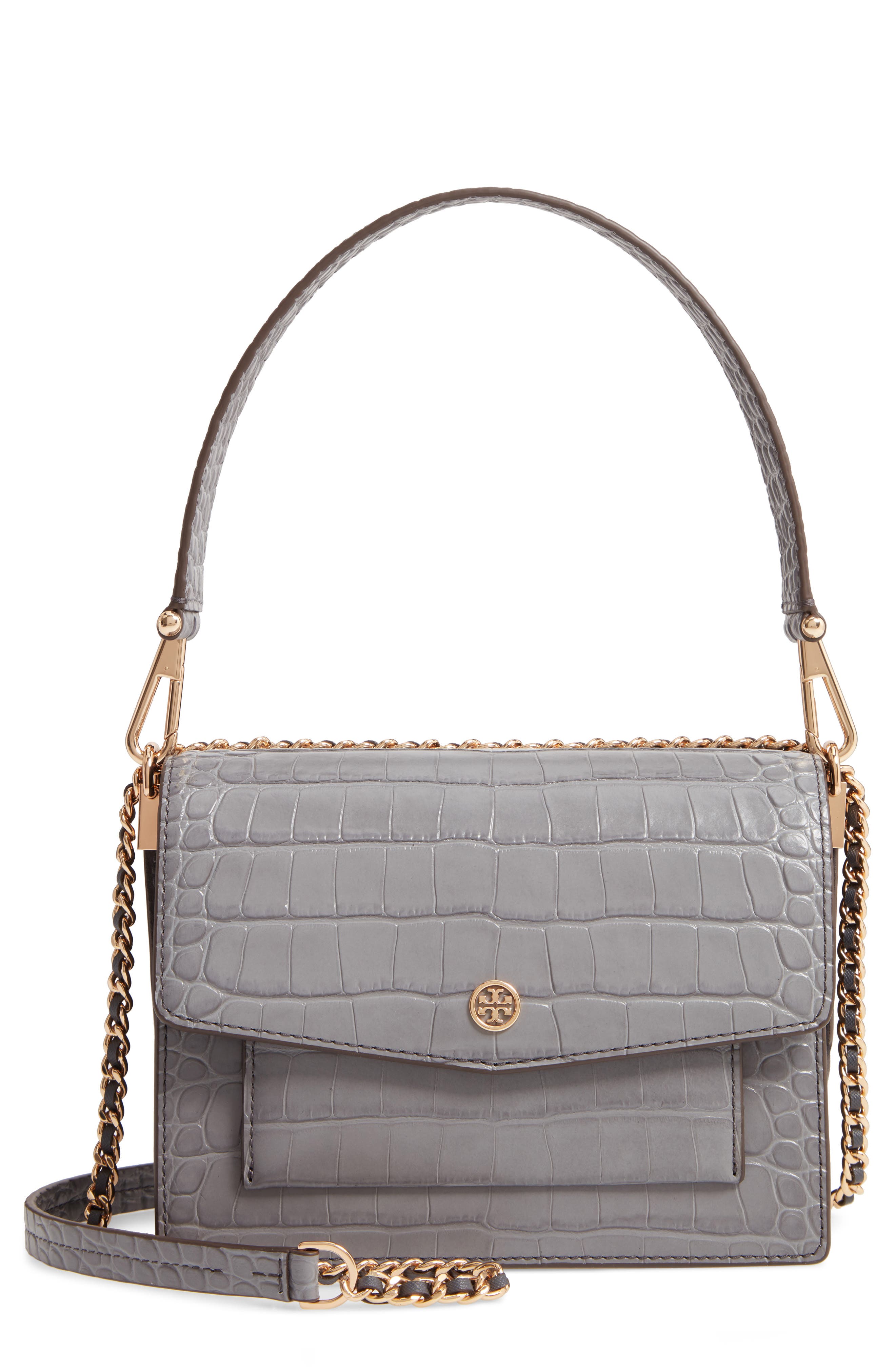 Tory Burch Robinson Croc Embossed Leather Shoulder Bag Nordstrom