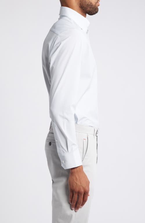 Shop Mizzen + Main Mizzen+main Leeward Trim Fit Performance Button-up Shirt In Sky Triangle Geo