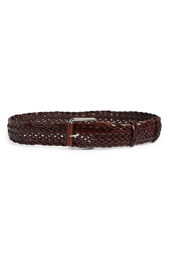Shop The Row Woven Leather Belt In Dark Cuir Ans