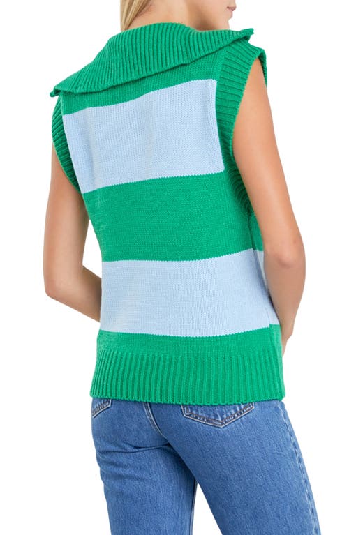 Shop English Factory Stripe Sweater Vest In Blue/green