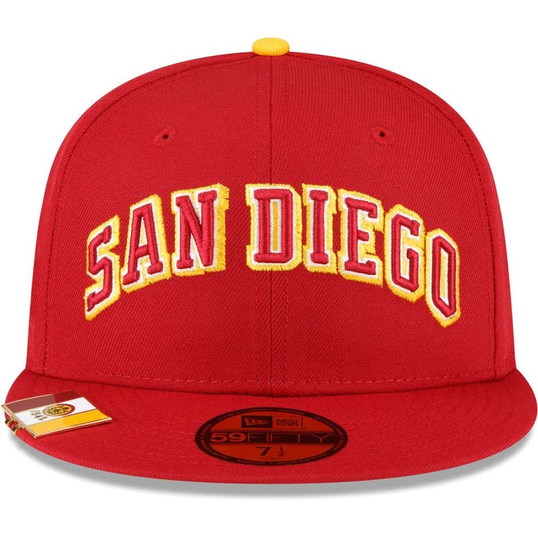 Shop New Era Red San Diego Padres City Flag 59fifty Fitted Hat