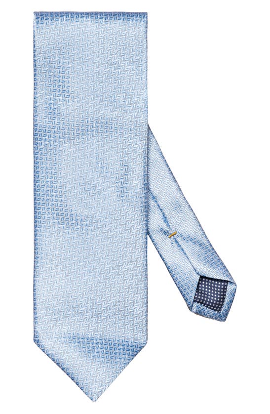 Shop Eton Chevron Neat Silk Tie In Lt/ Pastel Blue