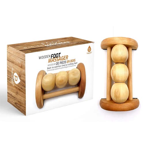 Pursonic All Natural Wooden Foot Massager Roller In Beige