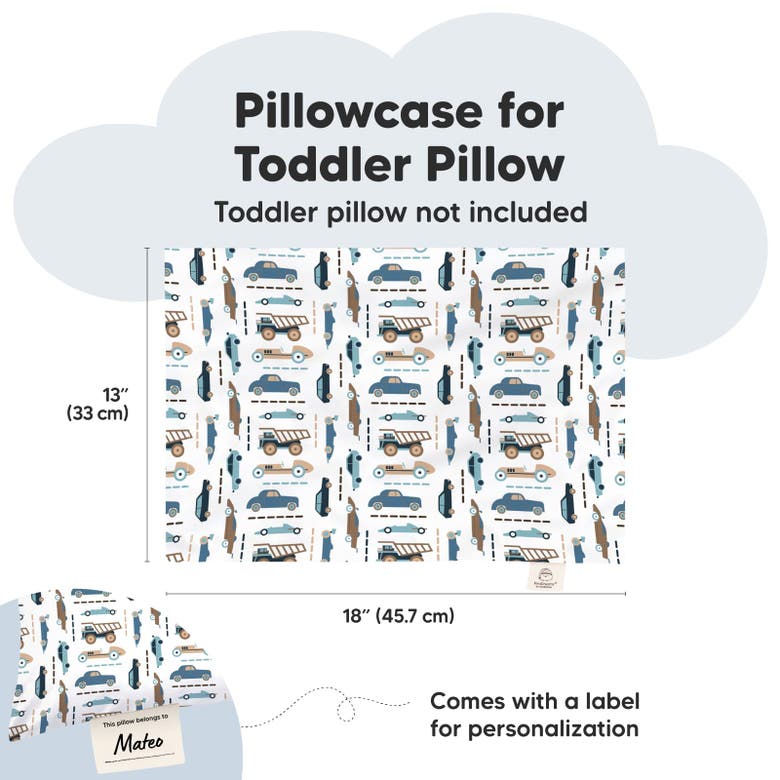 Keababies Printed Toddler Pillowcase 13x18" In Vroom