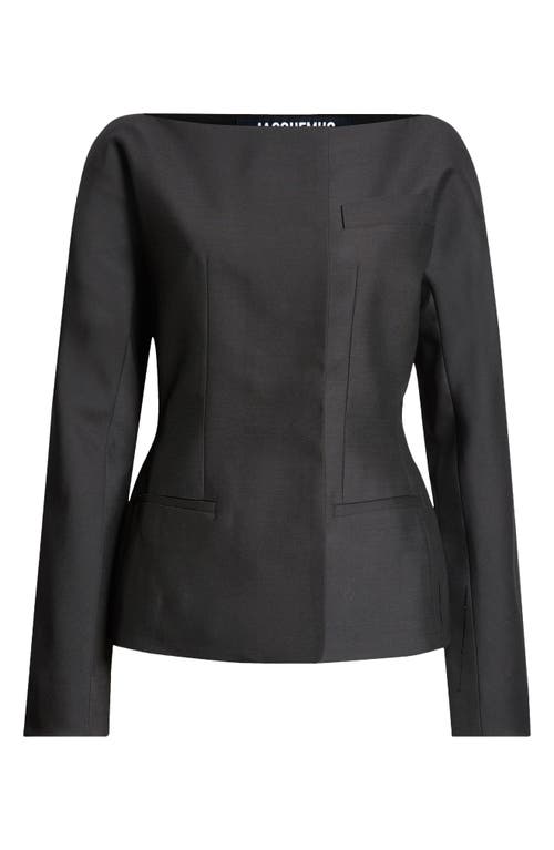 Shop Jacquemus La Veste Spalla Virgin Wool & Silk Jacket In Black