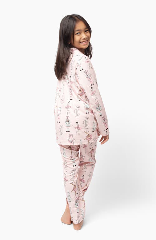 Shop Munki Munki Kids' Holiday Nutcracker Flannel Two-piece Pajamas In Pink