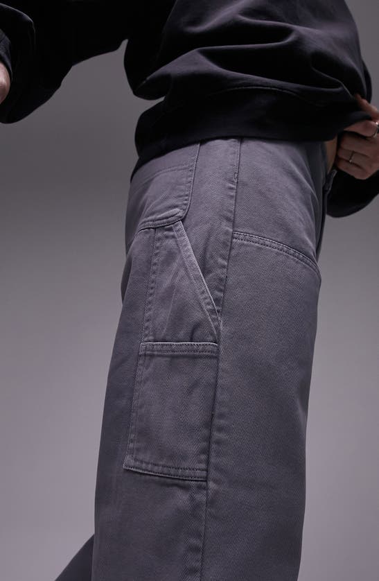 Shop Topman Loose Fit Carpenter Jeans In Grey