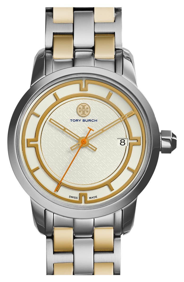 TORY BURCH 'Tory' Small Round Bracelet Watch, 28mm, Main, color, 712