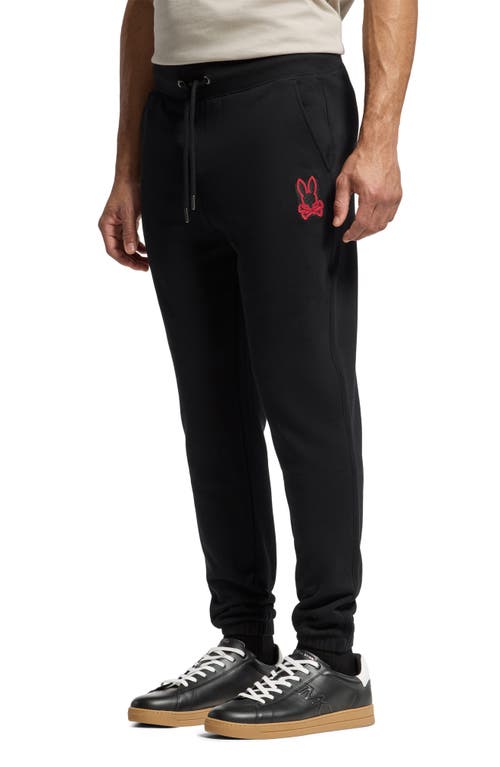 Psycho Bunny Pierce Embroidered Cotton Sweatpants In Black