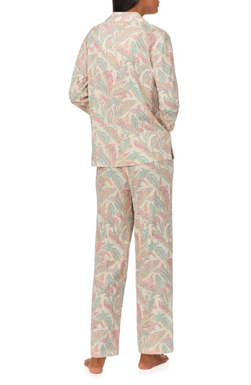 Shop Lauren Ralph Lauren Print Cotton Blend Pajamas In Cream