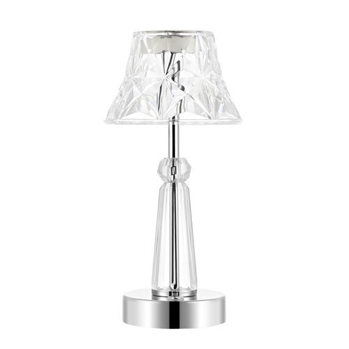 Jonathan Y Madelyn Bohemian Classic Acrylic Rechargeable Integrated Portable Led Table Lamp In Clear/chrome