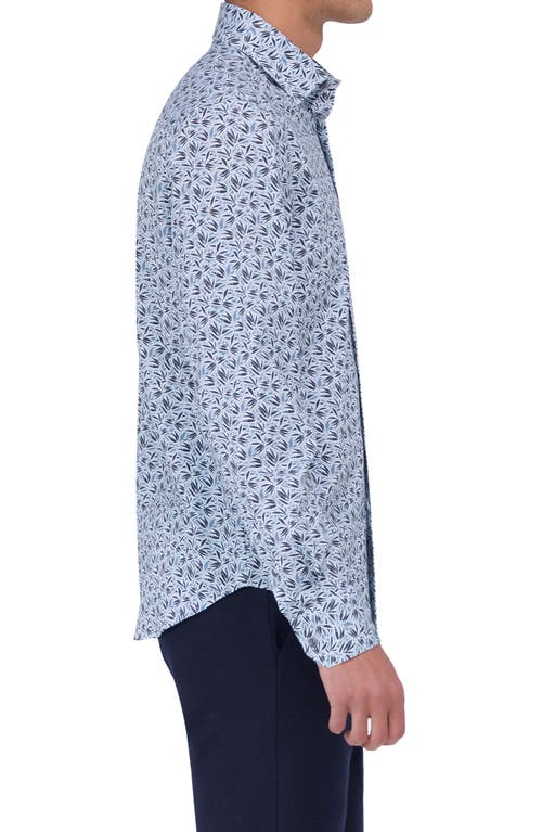 Bugatchi James Ooohcotton® Leaf Print Button-up Shirt In Sage