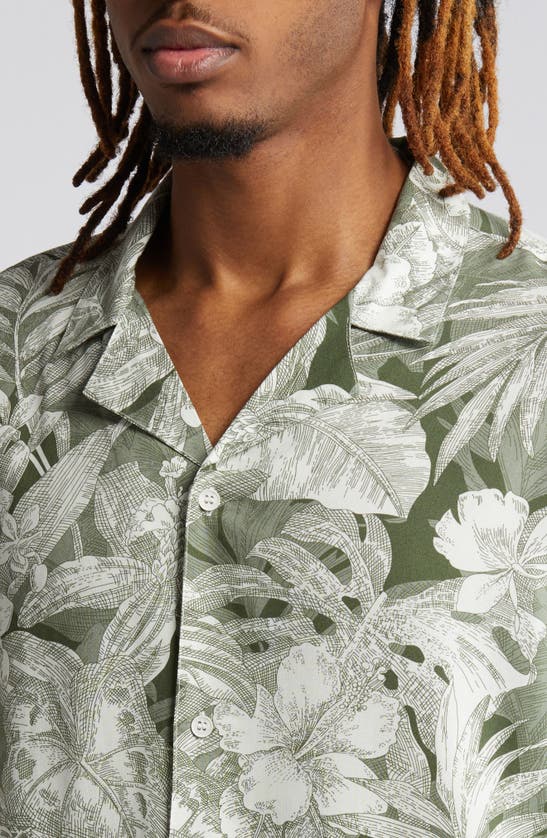 Shop Native Youth Botanical Boxy Camp Shirt In Green Floral